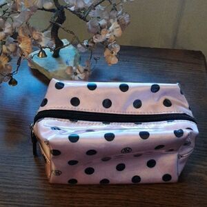 VICTORIA'S SECRET PINK & BLACK  POLKA DOT MAKEUP CASE